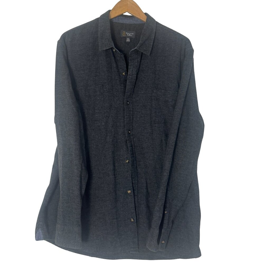 Wallin & Bros Long Sleeve Button-Up Shirt 100% Cotton Charcoal Gray Size XXL